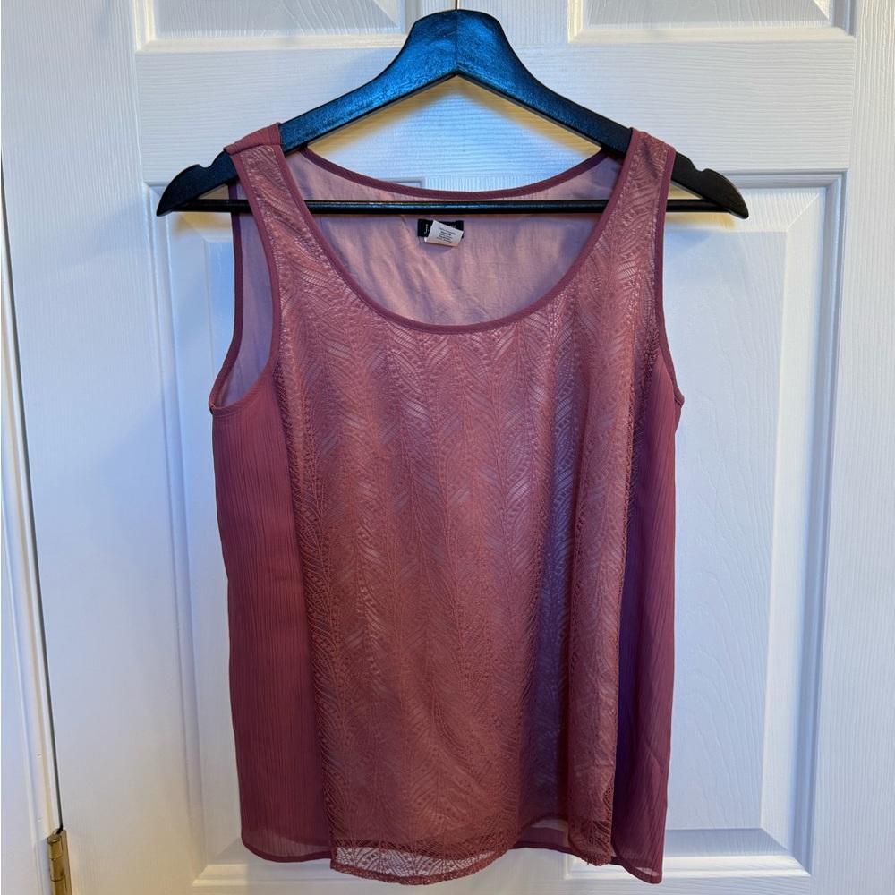 J. Crew Mauve Sleeveless Lace Blouse, Size 0